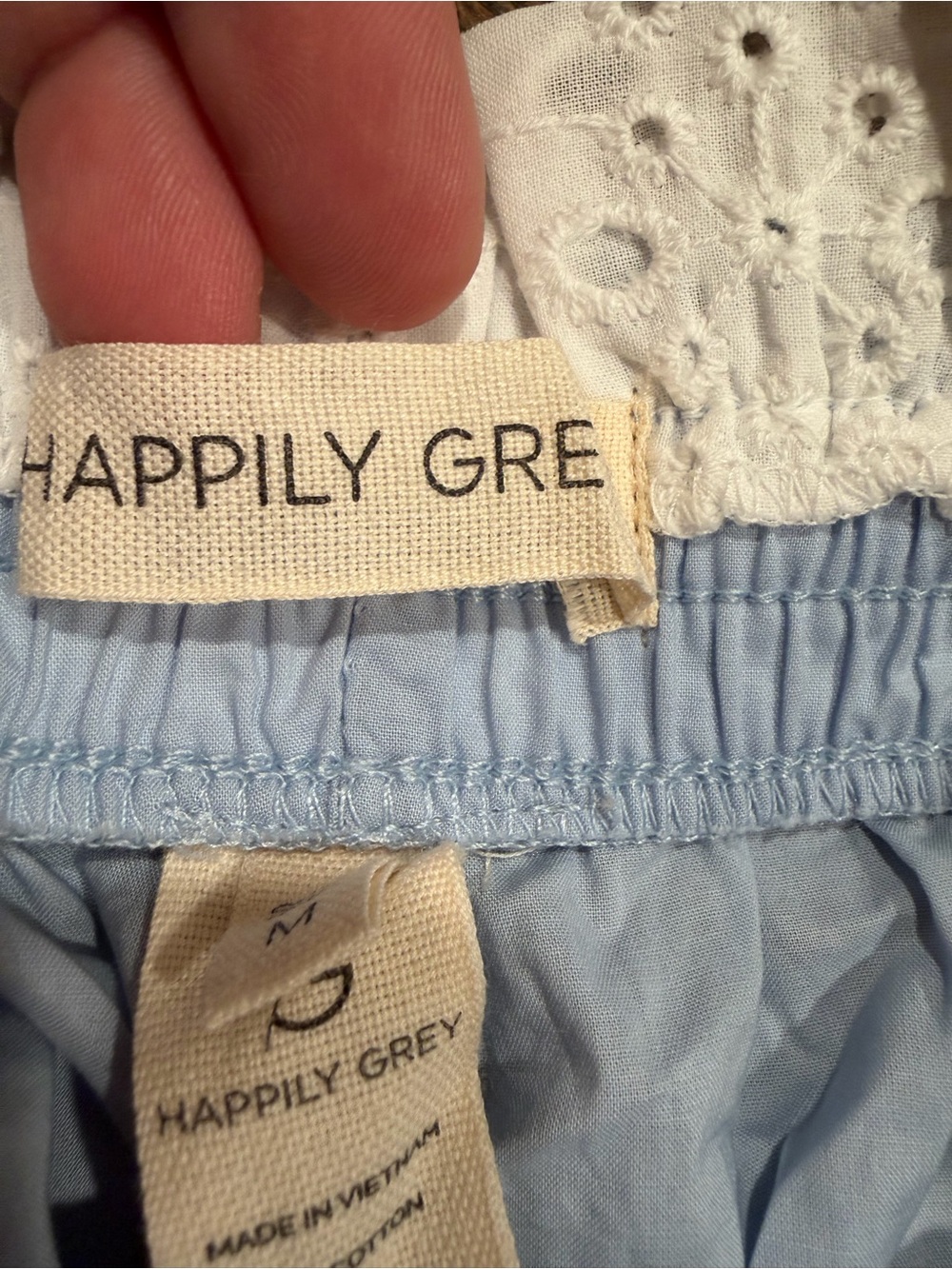 Light Blue Women's Drawstring Sleep Shorts with Cream Lace Trim 0130 - Picture 5 of 6